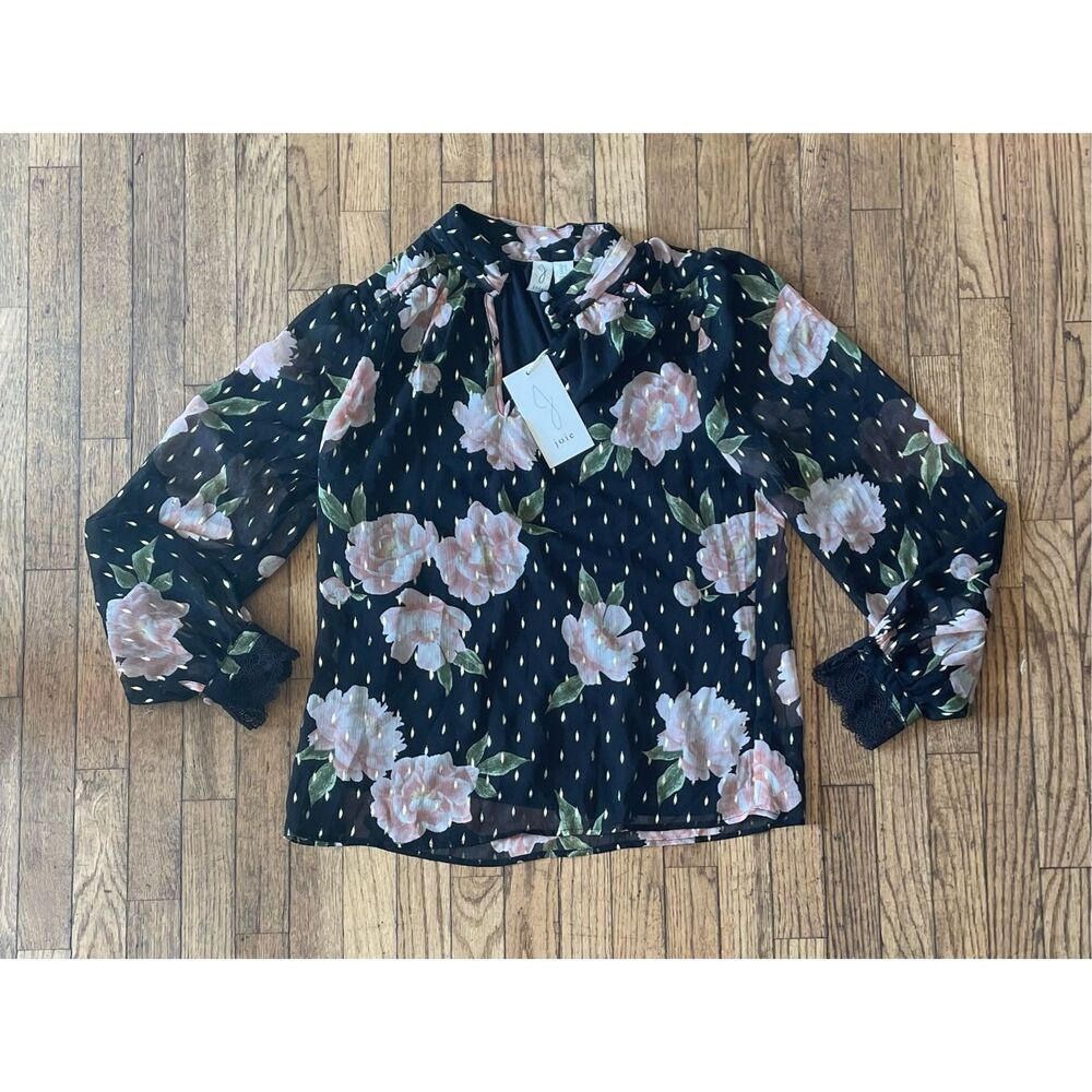 Joie Small Floral Blouse Black Pink New